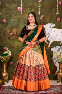 Top 10 Half Saree Lehenga Designs for South Indian Brides 8 Lehenga Half Saree Designs