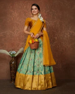 Top 10 Half Saree Lehenga Designs for South Indian Brides 1 Lehenga Half Saree Designs